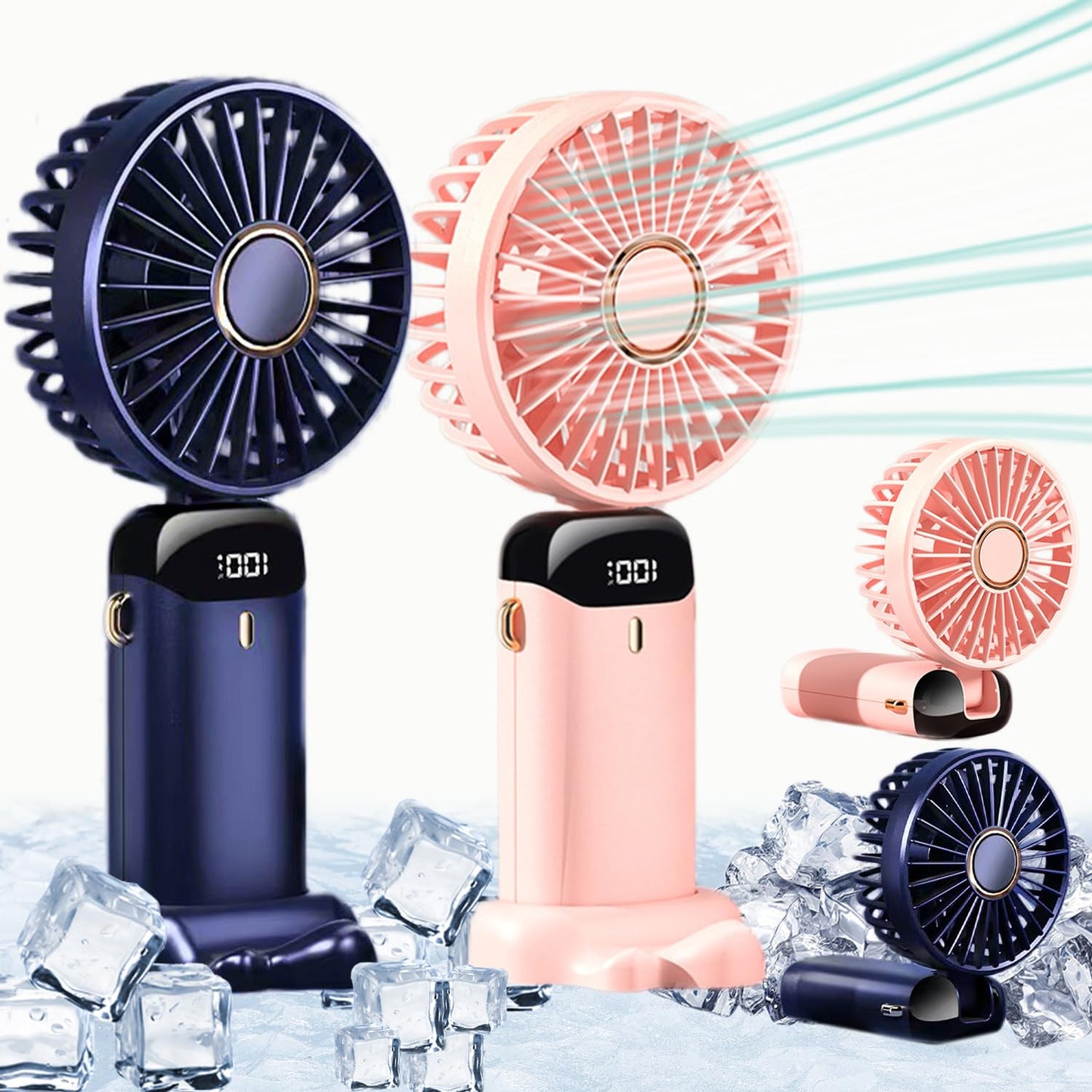 Rechargeable Hand Fan with LED Display | 5 Speed Modes Portable Mini Handy Fan