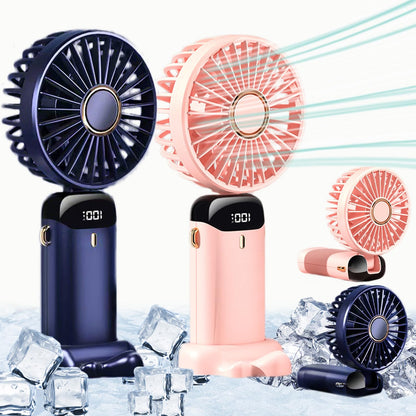 Rechargeable Hand Fan with LED Display | 5 Speed Modes Portable Mini Handy Fan