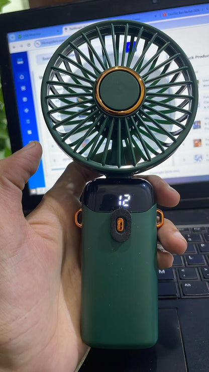 Rechargeable Hand Fan with LED Display | 5 Speed Modes Portable Mini Handy Fan
